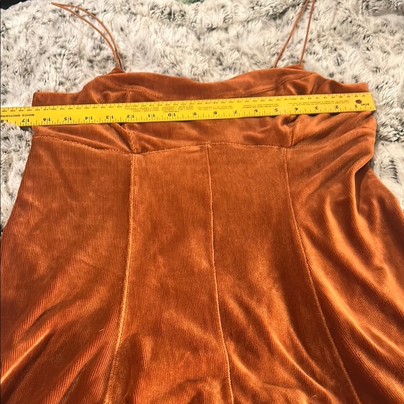Stylish Orange Velvet Dress - Picture 2 of 7